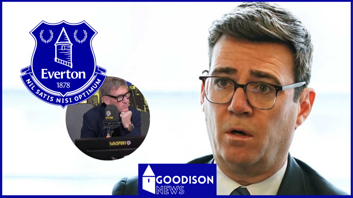 Andy Burnham Simon Jordan and the Everton badge