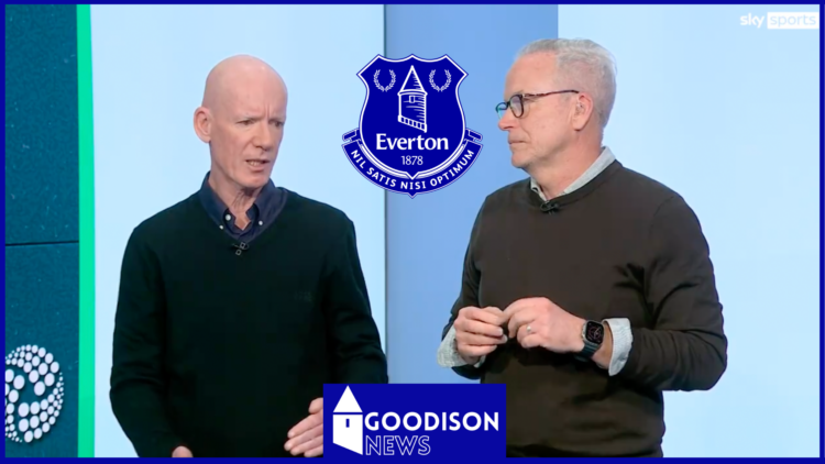 Dermot Gallagher and Rob Wotton on Sky Sports with Everton badge