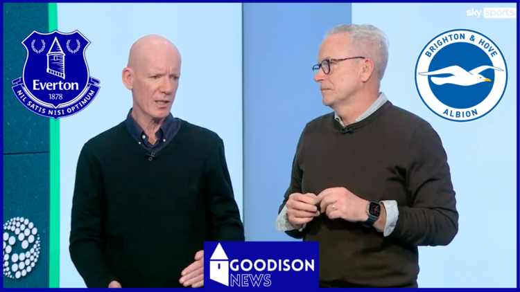 Dermot Gallagher and Rob Wotton on Sky Sports with Everton and Brighton badges