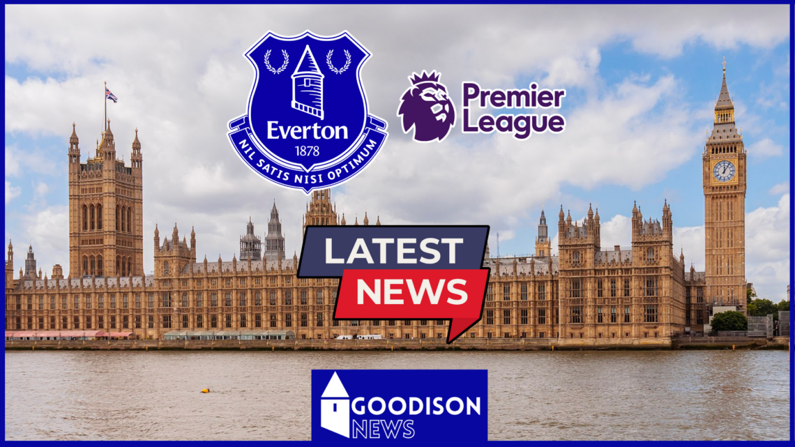 Everton and Premier League logos Houses of Parliament