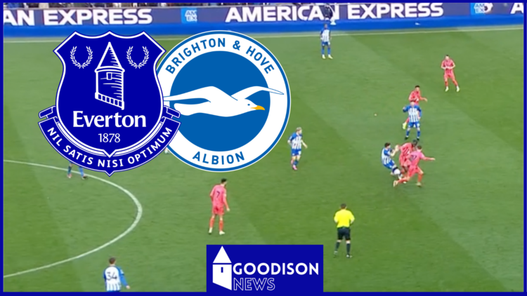 Everton and Brighton badges with Billy Gilmour red card