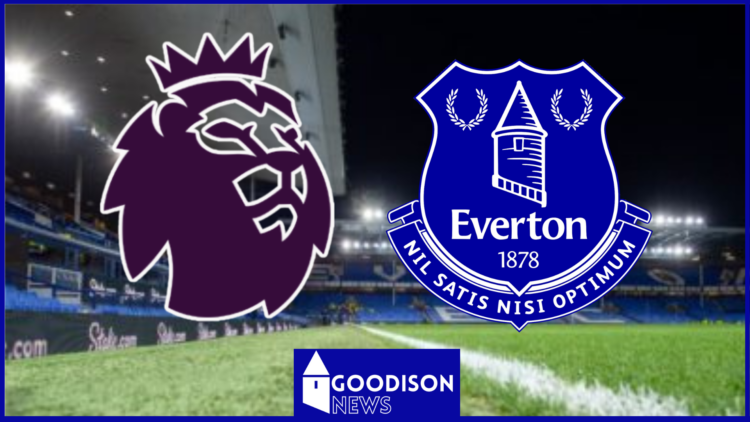 Premier League badge, Everton badge, Goodison Park