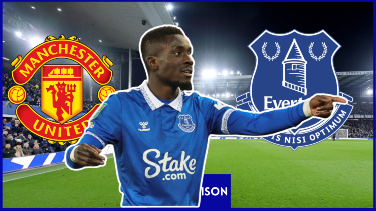 Idrissa Gueye, everton manchester united crests