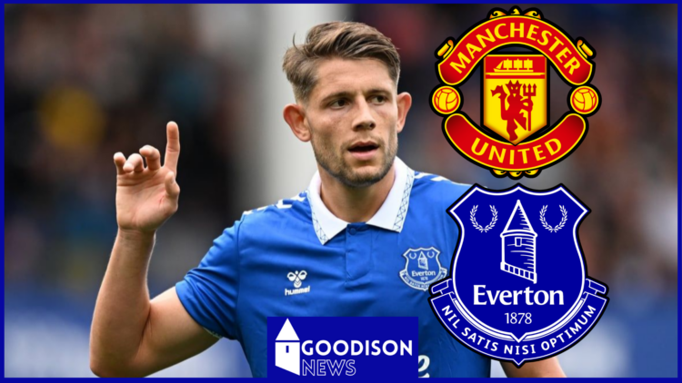 James Tarkowski Everton and Manchester United logos