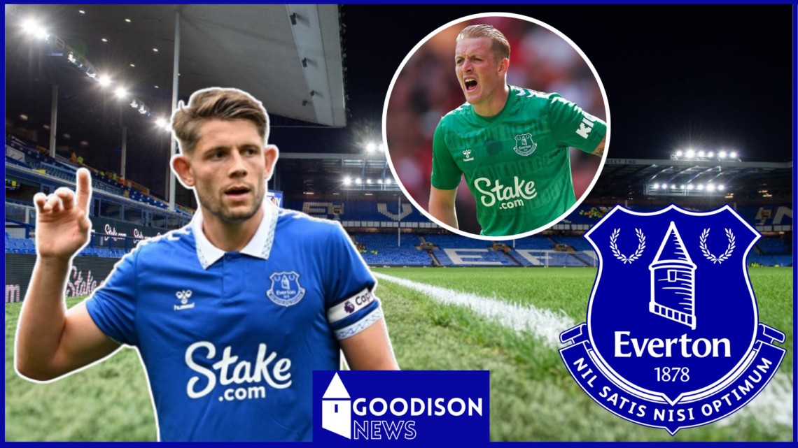 James Tarkowski on Jordan Pickford at Everton