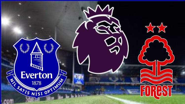 Everton badge, Premier League badge, Nottingham Forest badge, Goodison Park