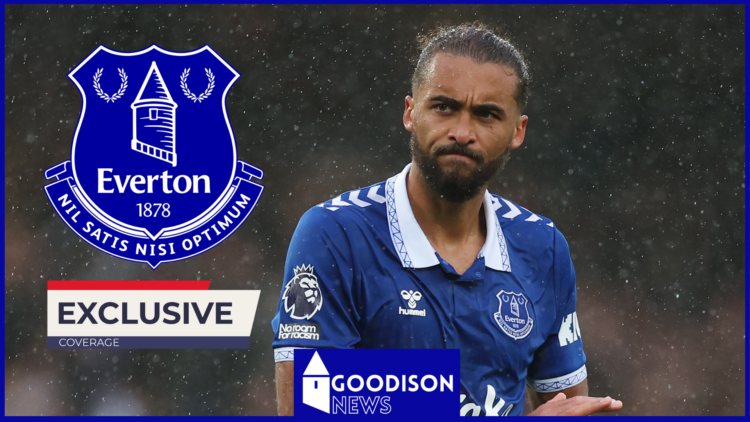 Everton badge and Dominic Calvert-Lewin