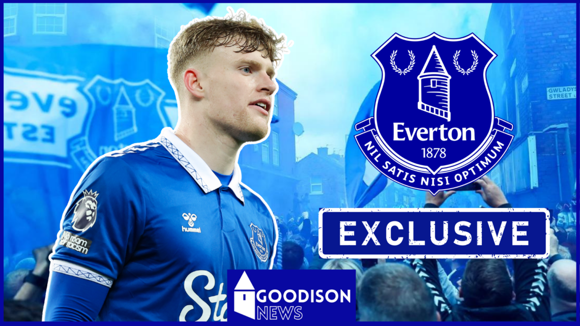 Everton badge and Jarrad Branthwaite