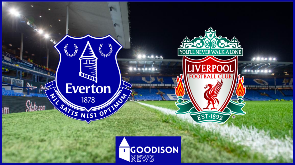 Everton and Liverpool badges at Goodison Park
