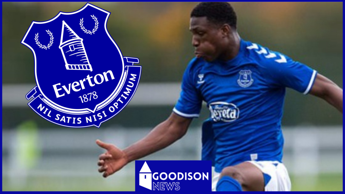 Thierry Small and Everton badge