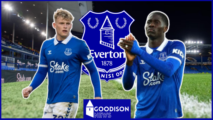 Jarrad Branthwaite, Amadou Onana, Everton logo