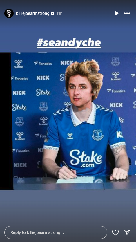 Billie Joe Armstrong Green Day Everton Sean Dyche Instagram