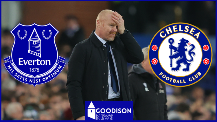 Sean Dyche with Everton and Chelsea badges