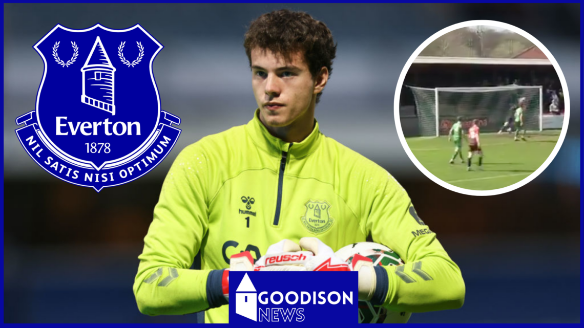 Zan-Luk Leban with Everton badge
