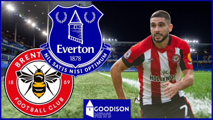 Neal Maupay, Everton badge, Brentford badge