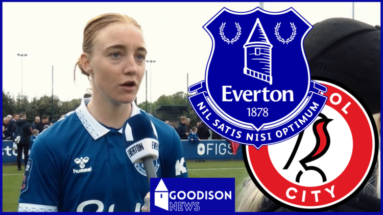 Sara Holmgaard, Everton badge, EvertonTV, Bristol City badge