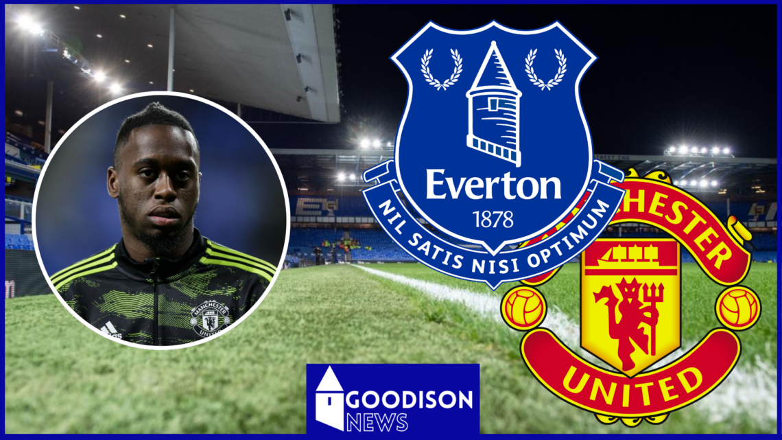 Aaron Wan-Bissaka, Everton badge, Manchester United badge