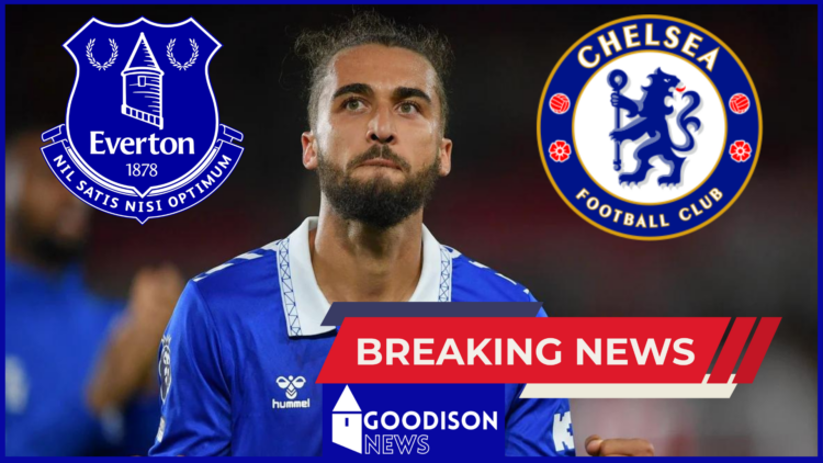 Everton badge, Chelsea badge, Dominic Calvert-Lewin
