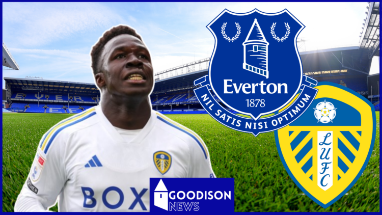 Wilfried Gnonto, Everton badge, Leeds United badge