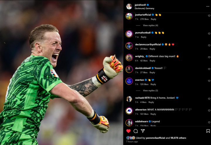 Everton goalkeeper Jordan Pickford, England