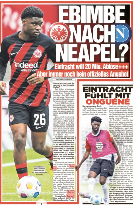 Eric Junior Dina Ebimbe, Everton, Eintracht Frankfurt, BILD article