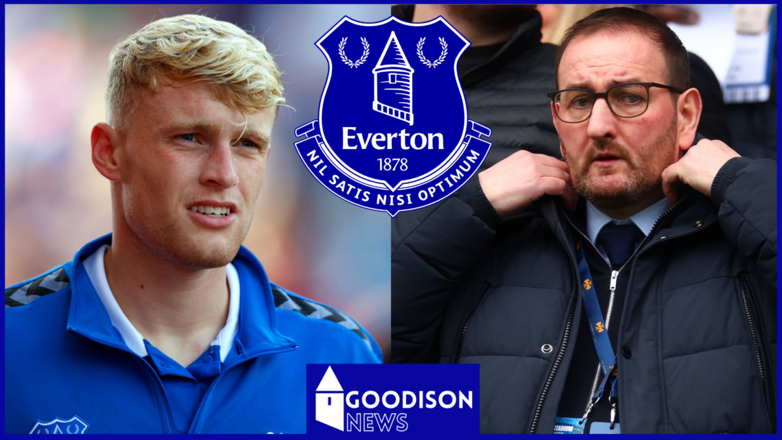 Kevin Thelwell, Jarrad Branthwaite, Everton badge