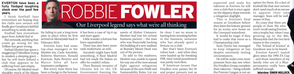 Robbie Fowler, Sunday Mirror [29 September]