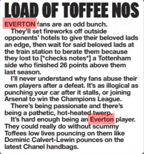 Everton, Daily Star newspaper