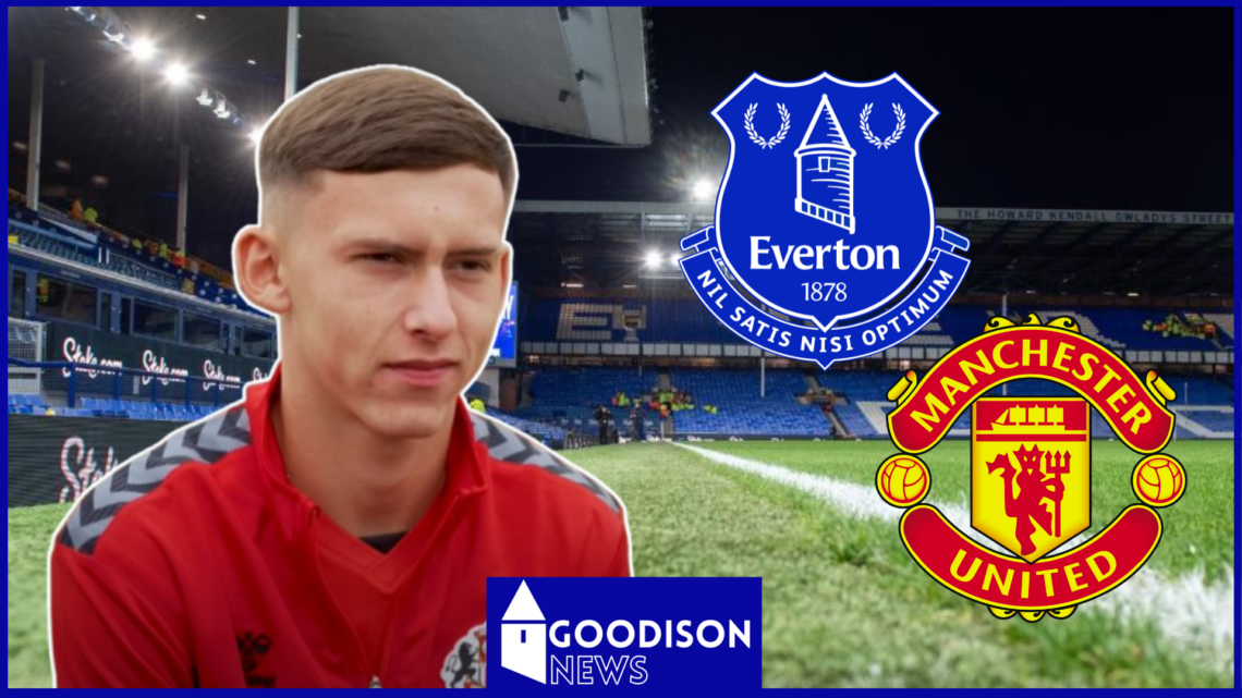 Chris Rigg, Everton badge, Manchester United badge