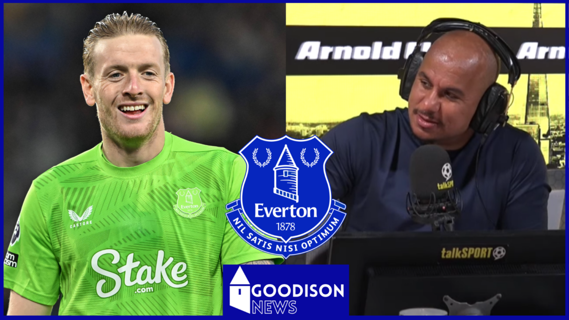 Jordan Pickford, Gabby Agbonlahor, Everton badge
