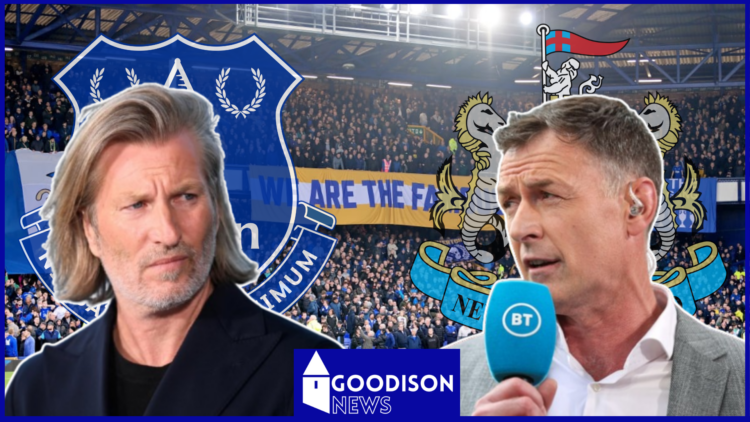 Robbie Savage, Chris Sutton, Everton badge, Newcastle United badge