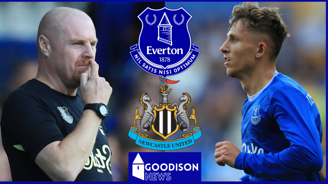 Sean Dyche, Jasper Lindstrom, Everton badge, Newcastle United badge