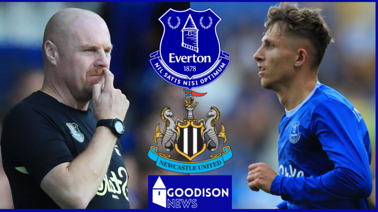 Sean Dyche, Jasper Lindstrom, Everton badge, Newcastle United badge