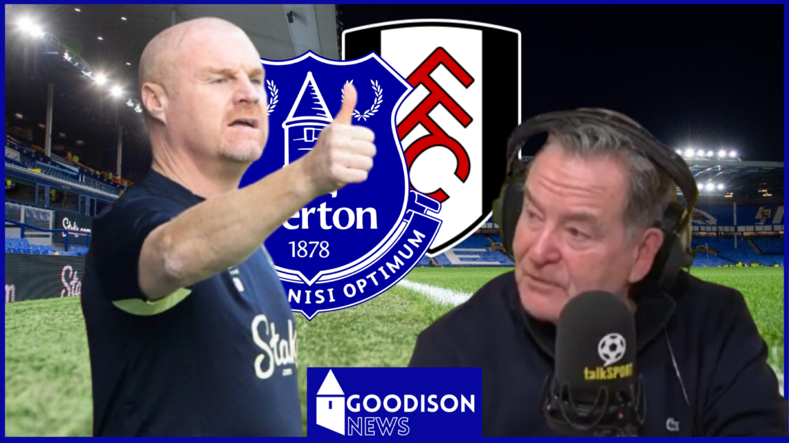 Sean Dyche, Jeff Stelling, Everton badge, Fulham badge