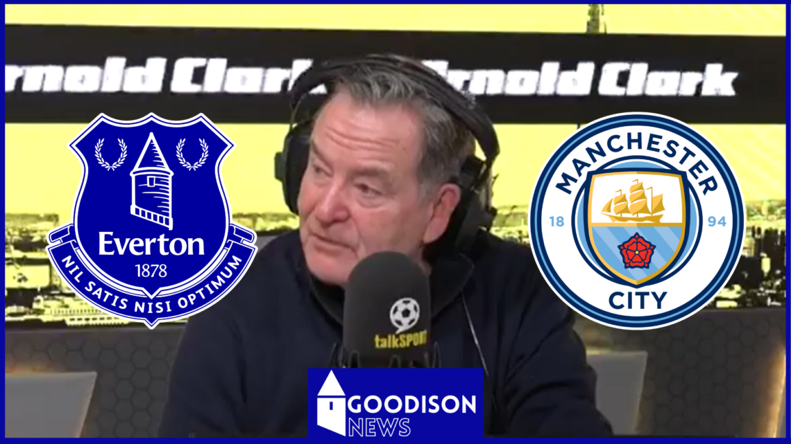 Jeff Stelling Everton Manchester City badges