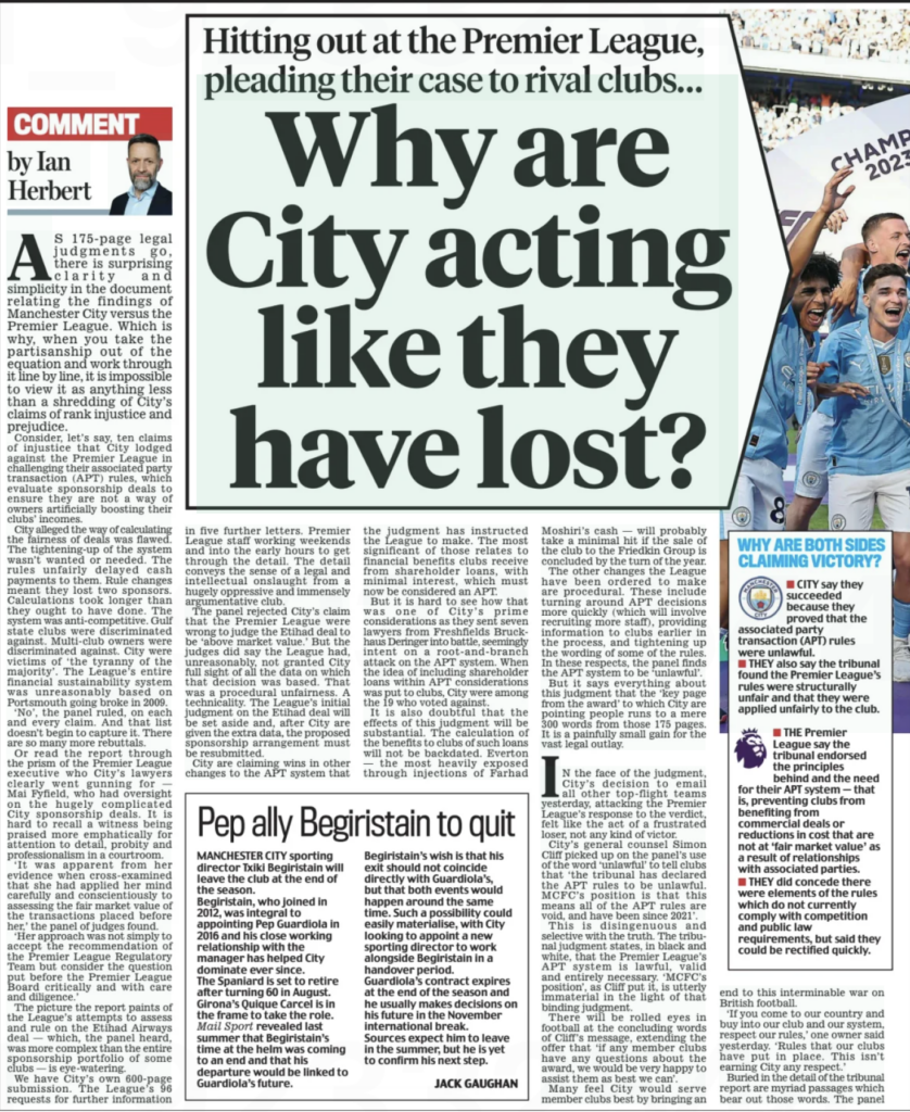 Everton, Manchester City, ATP, Daily Mail article