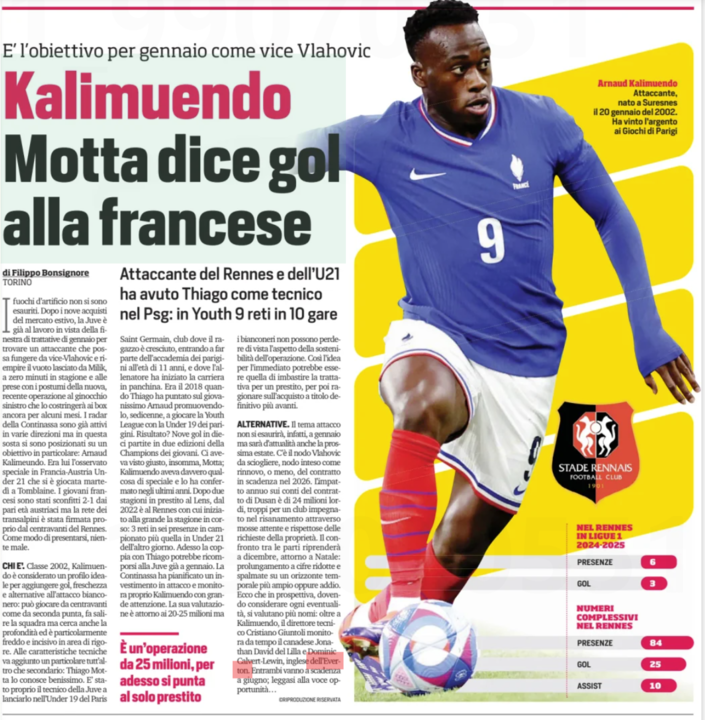 Dominic Calvert-Lewin, Everton, Juventus, Corriere dello Sport article