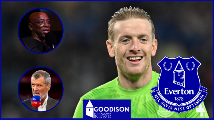 Everton badge, Jordan Pickford, Roy Keane, Ian Wright