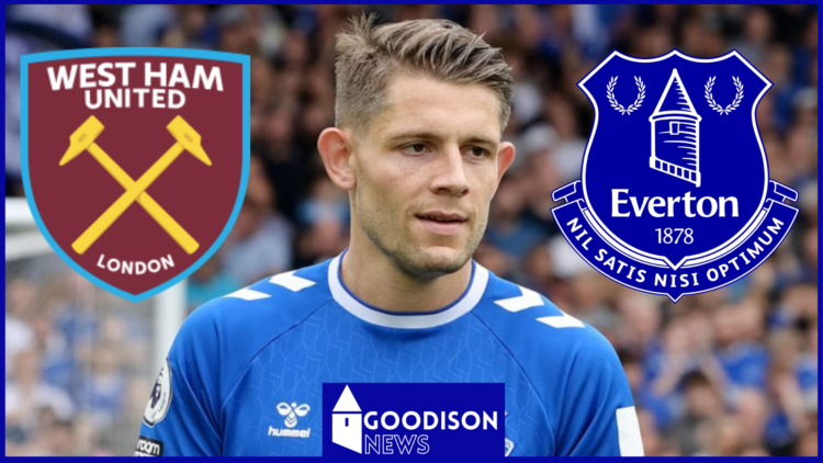 James Tarkowski, Everton badge, West Ham United badge