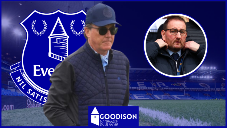 Dan Friedkin, Kevin Thelwell in inset, Everton badge