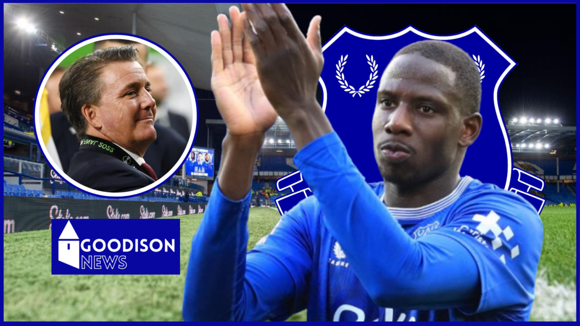 Abdoulaye Doucoure, Dan Friedkin in inset, Everton badge