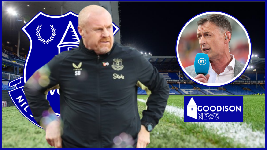 Sean Dyche, Chris Sutton in inset, Everton badge