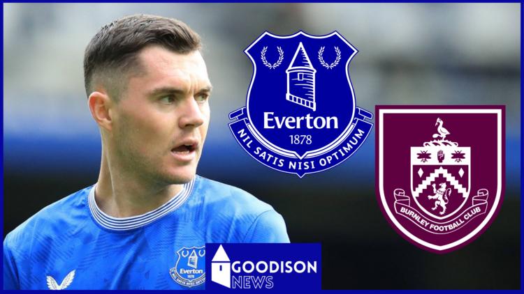 Everton badge, Burnley badge, Michael Keane