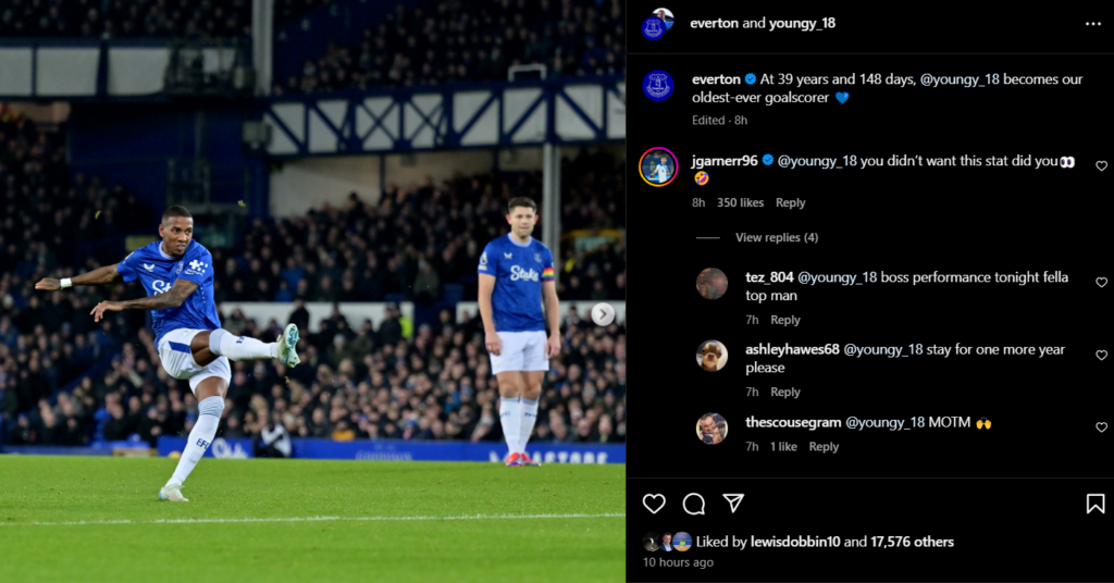 James Garner mocks Ashley Young. Credit: Everton FC/Instagram