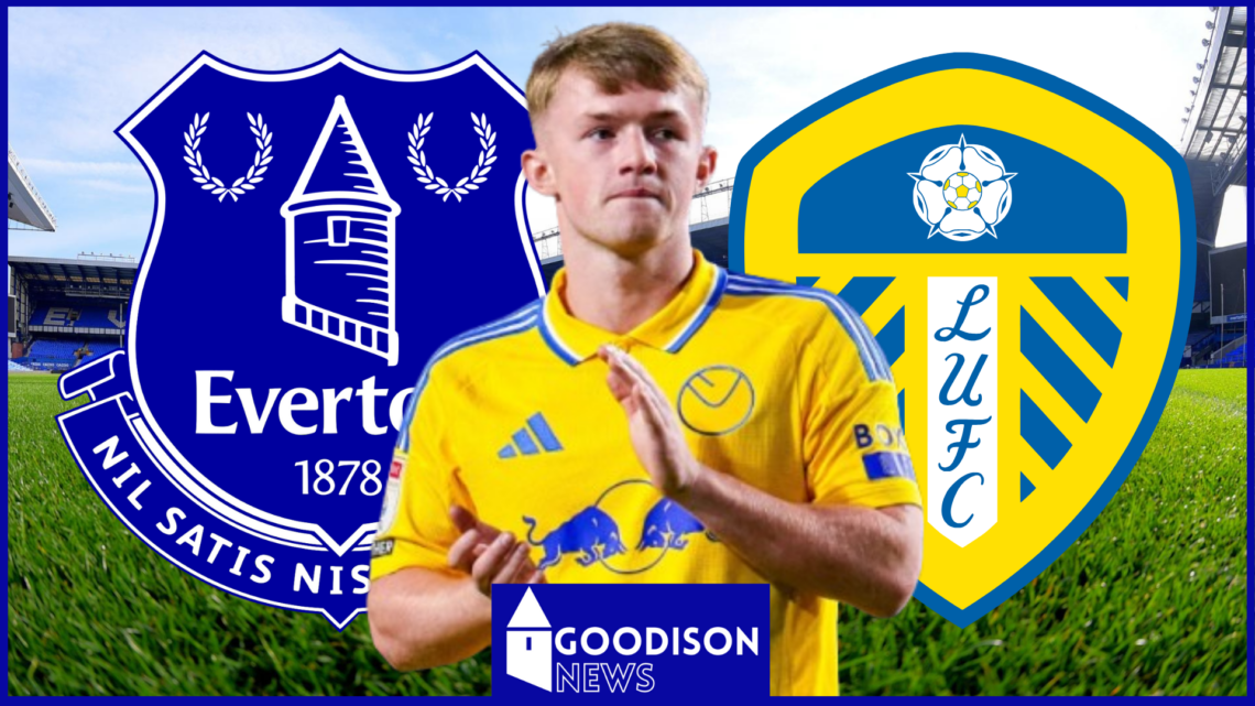 Joe Gelhardt, Everton badge, Leeds United badge