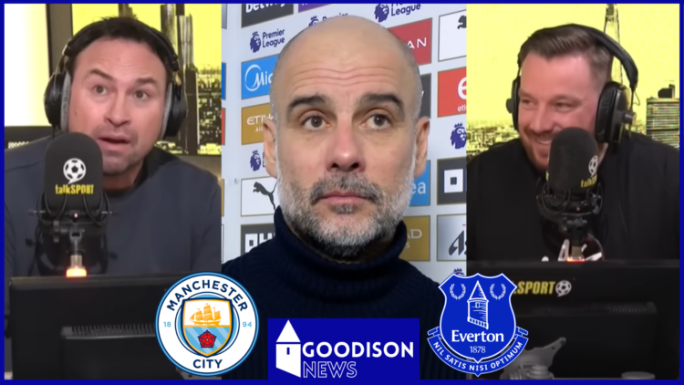 Jamie O'Hara, Jason Cundy, Pep Guardiola, Manchester City badge, Everton badge
