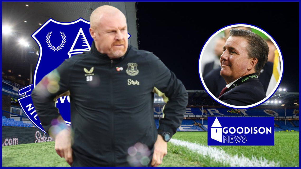 Sean Dyche, Dan Friedkin in inset, Everton badge