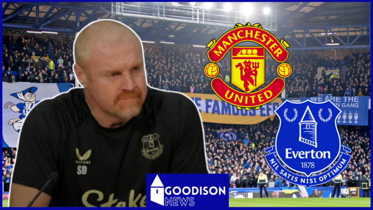 Sean Dyche, Manchester United badge, Everton badge