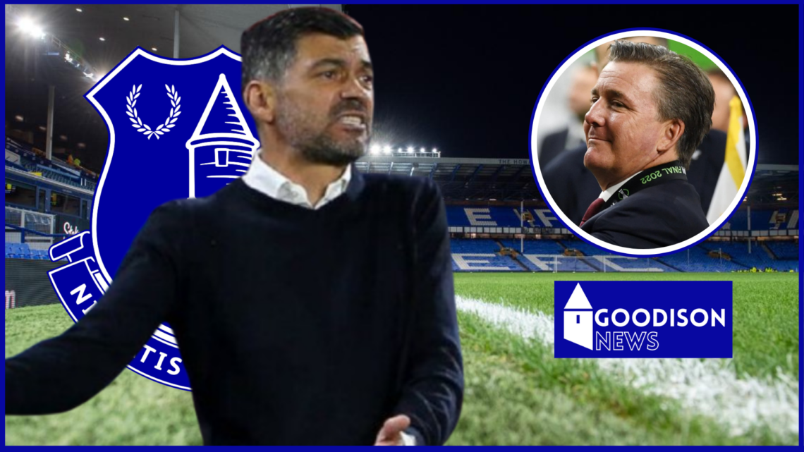 Sergio Conceicao, Everton badge, Dan Friedkin in inset