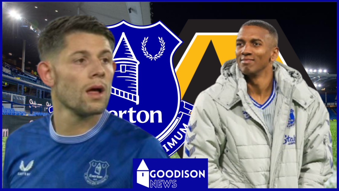 James Tarkowski, Ashley Young, Everton badge, Wolves badge